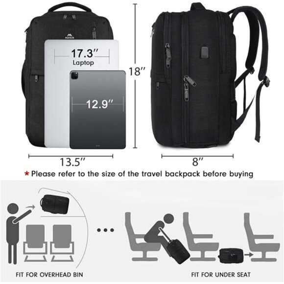 Carry on Backpack, Extra Large 40L Flight Approved Travel Laptop Backpack - Picture 6 of 7